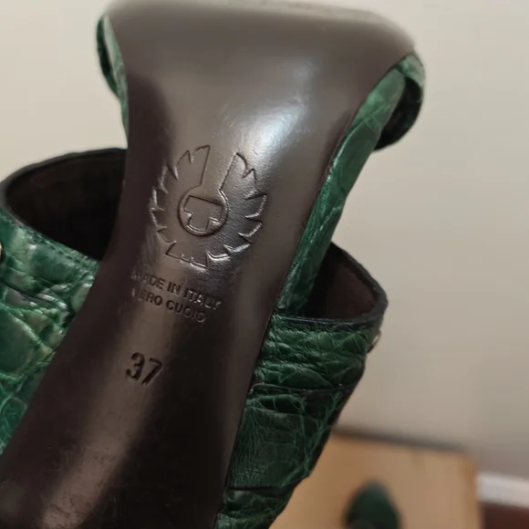 Belstaff Emerald Crocodile-Embossed Sandals - Picture 5 of 7